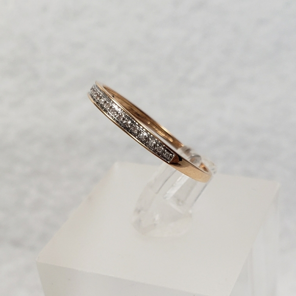 Delicate 14k Rose Gold & Diamonds Band - Picture 3 of 8